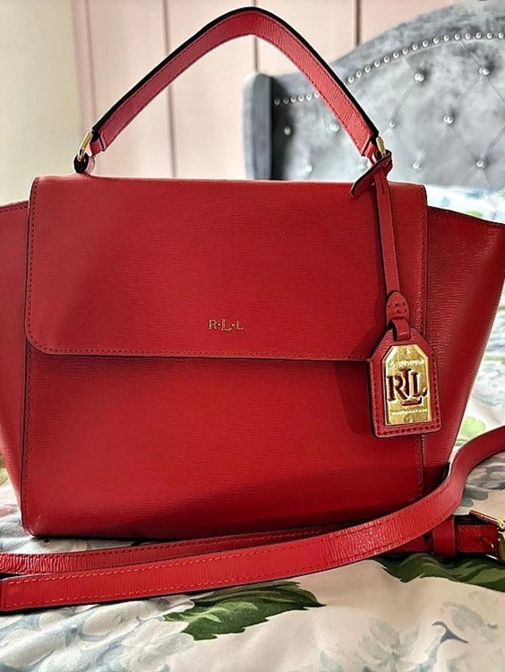 Ralph Lauren Red Leather-Look Tote Like New